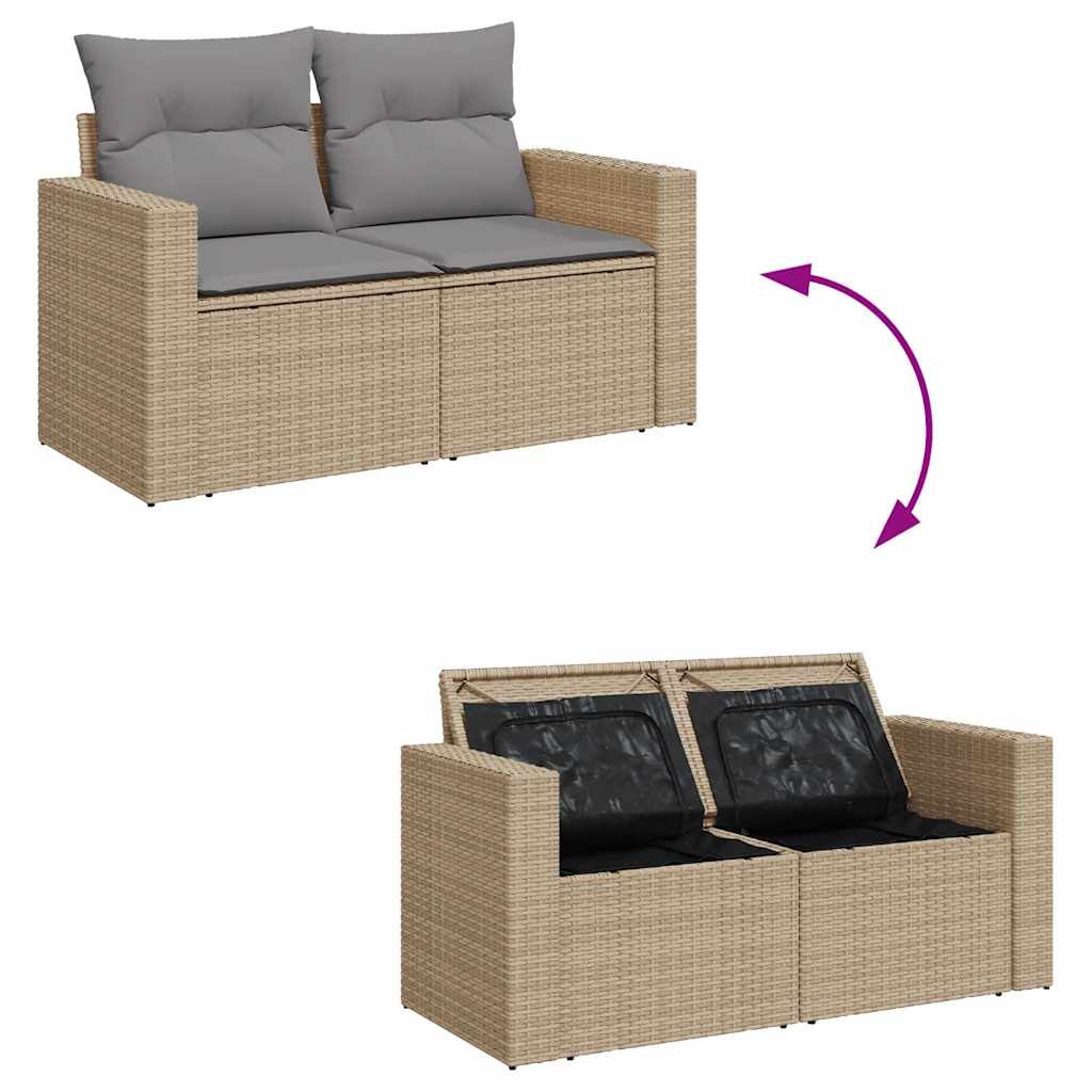 sofasæt til haven 7 dele med hynder polyrattan beige