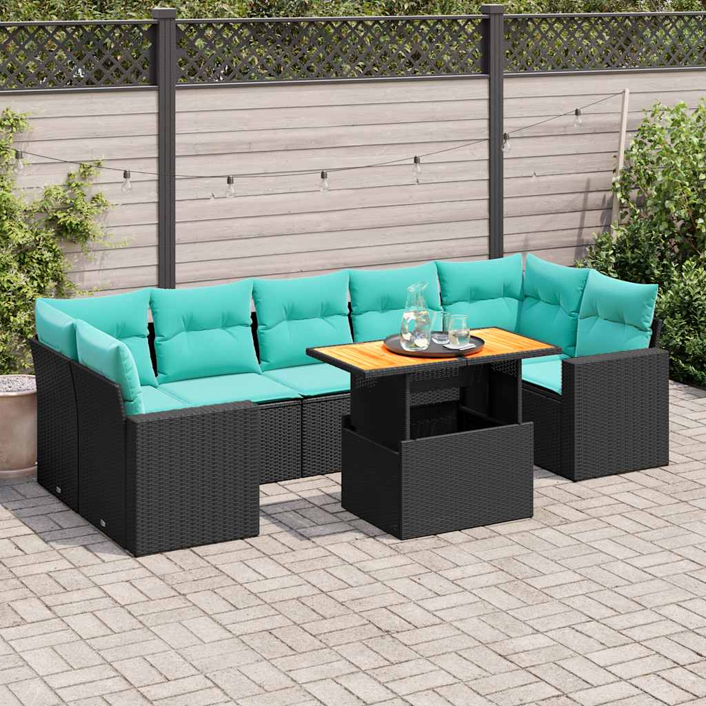 sofasæt til haven 8 dele med hynder polyrattan sort