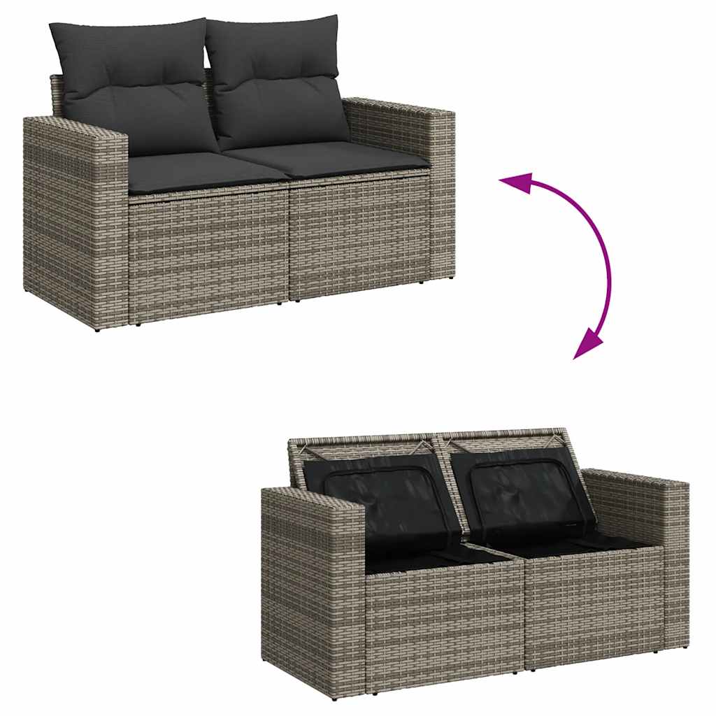 sofasæt til haven 9 dele med hynder polyrattan grå