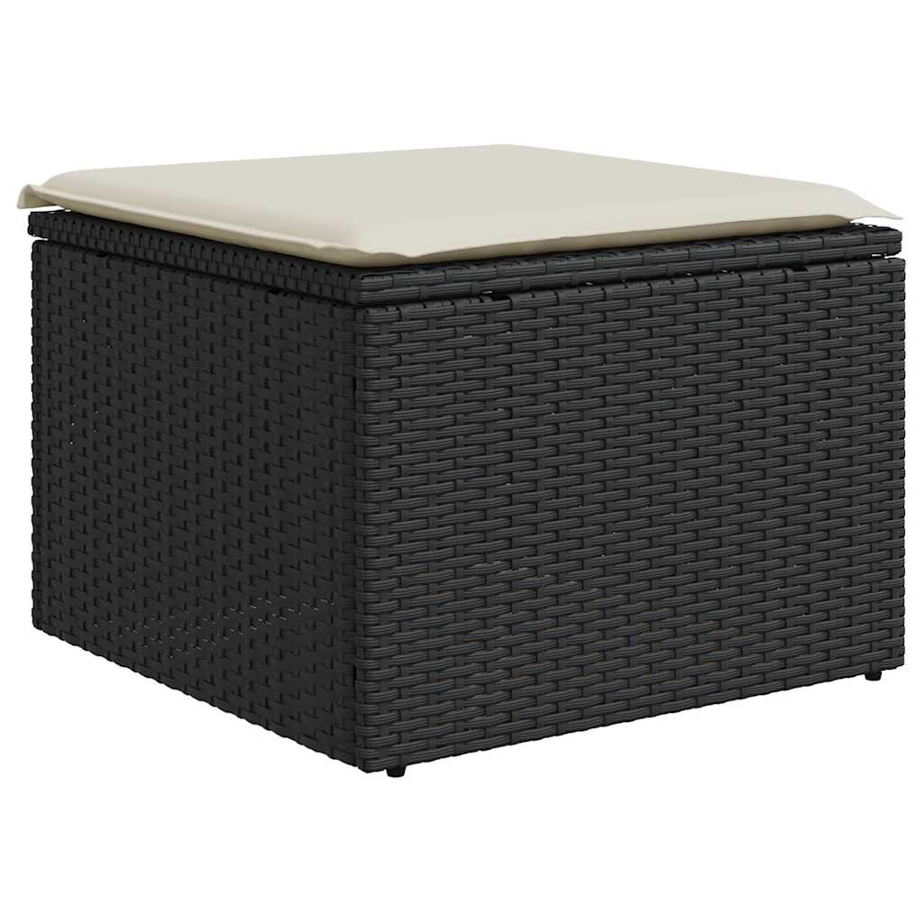 sofasæt til haven 7 dele med hynder polyrattan sort