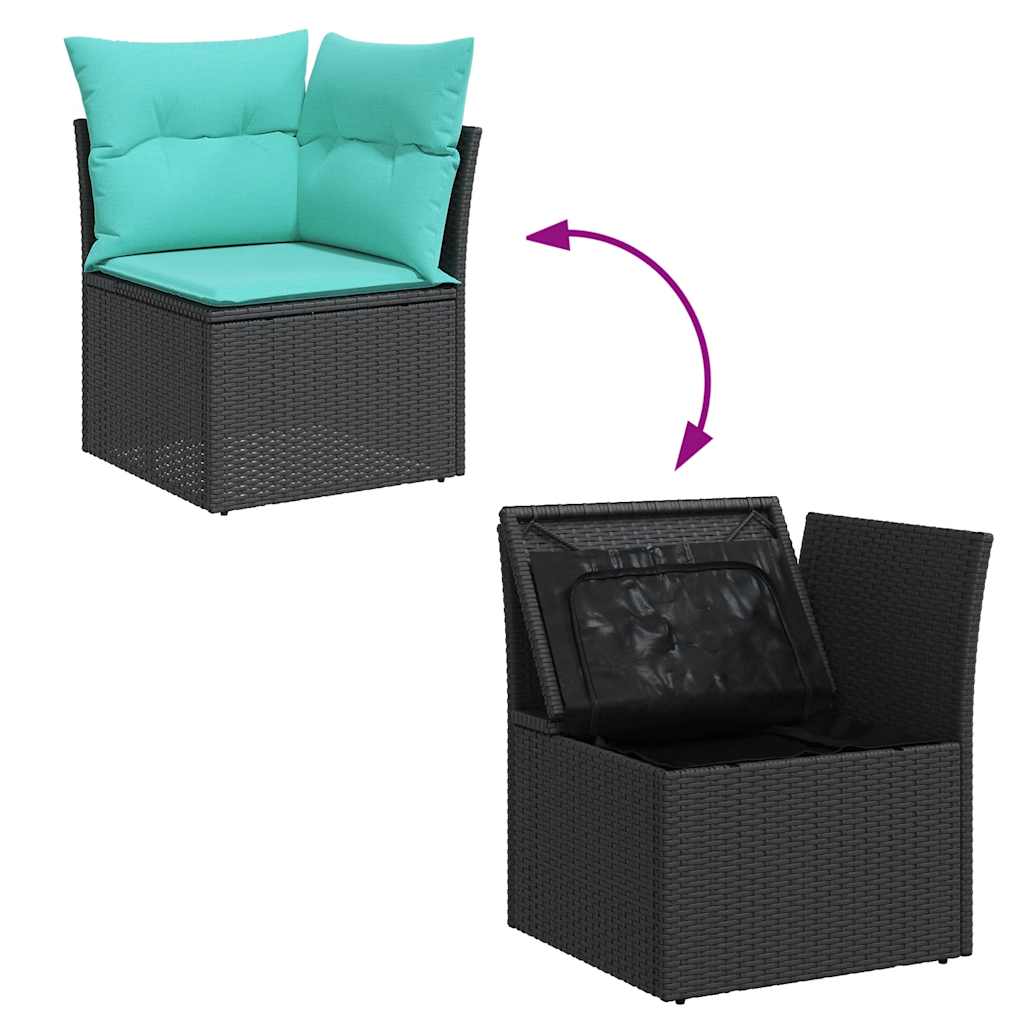 sofasæt til haven 7 dele med hynder polyrattan sort