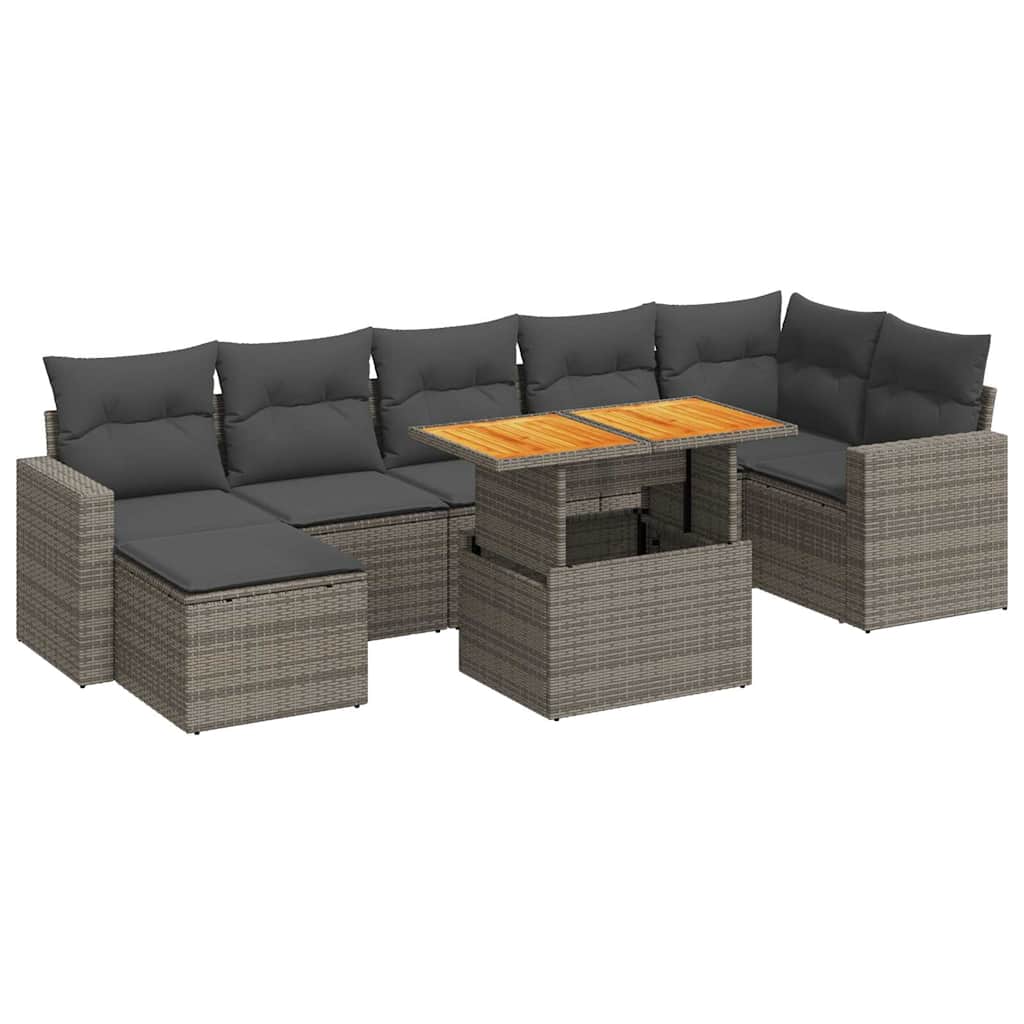 sofasæt til haven 8 dele med hynder polyrattan grå