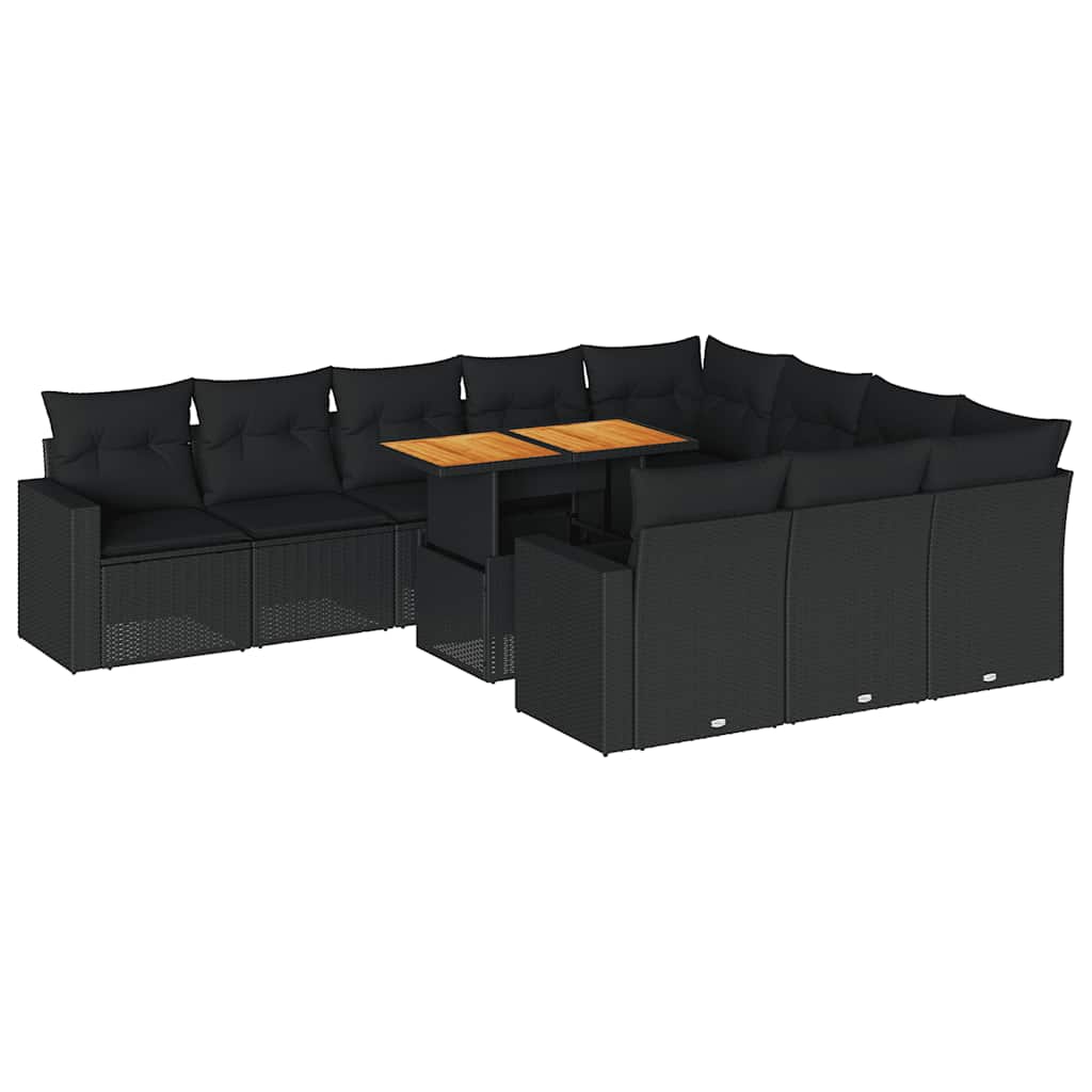 sofasæt til haven 11 dele med hynder polyrattan sort