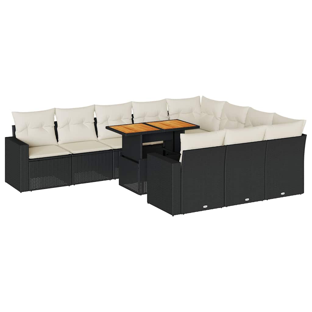 sofasæt til haven 11 dele med hynder polyrattan sort