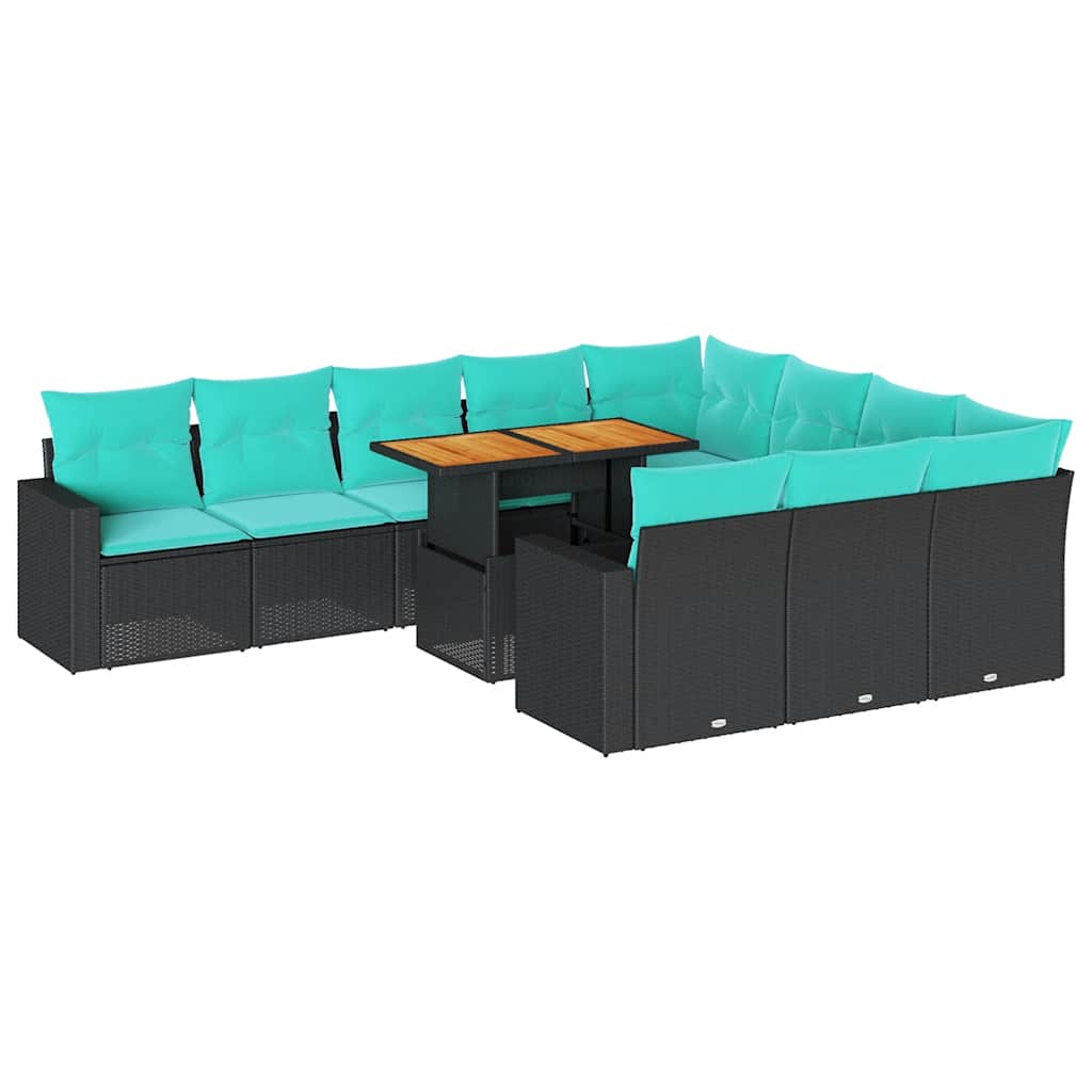 sofasæt til haven 11 dele med hynder polyrattan sort
