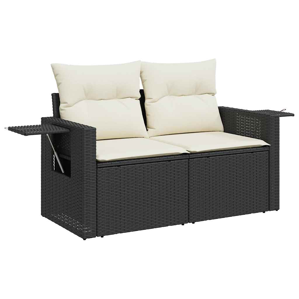 sofasæt til haven 7 dele med hynder polyrattan sort