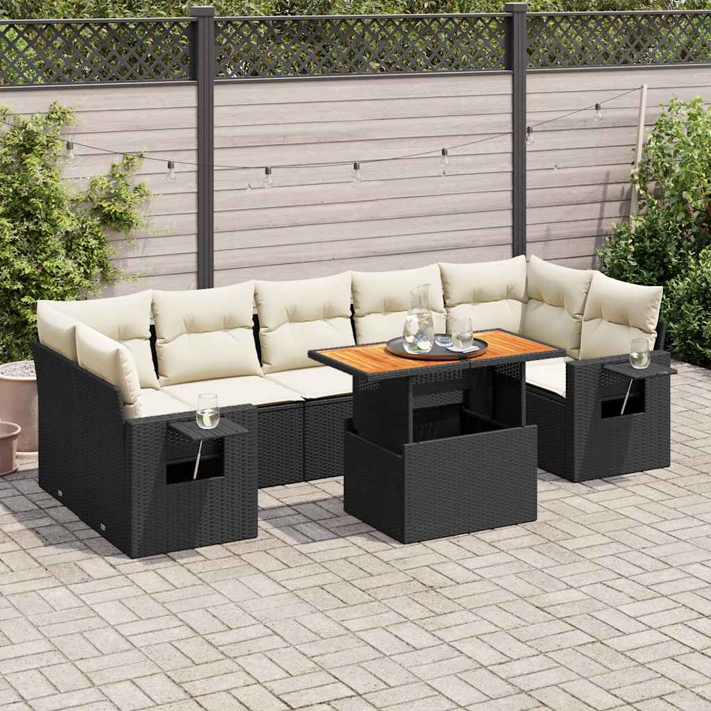 sofasæt til haven 8 dele med hynder polyrattan sort