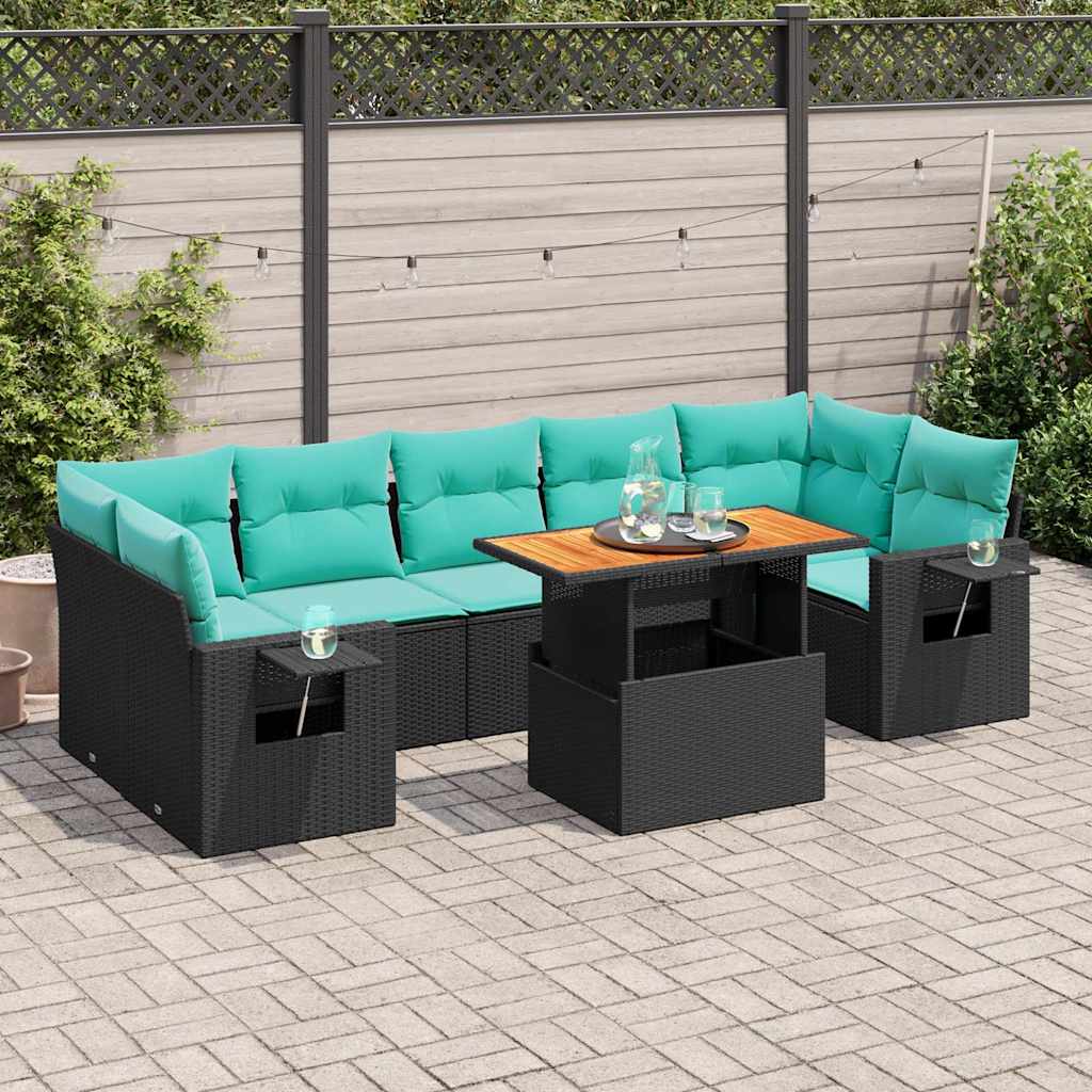 sofasæt til haven 8 dele med hynder polyrattan sort
