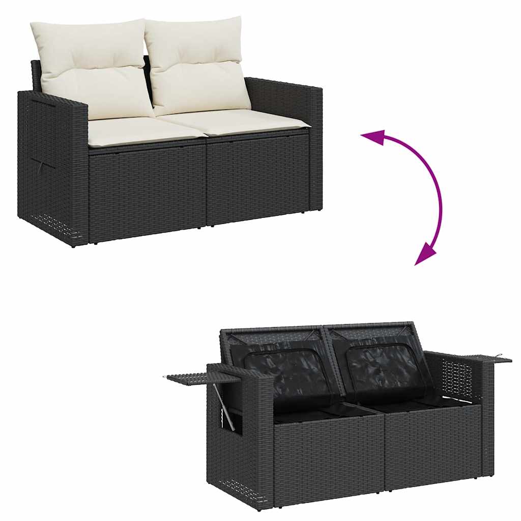 sofasæt til haven 9 dele med hynder polyrattan sort