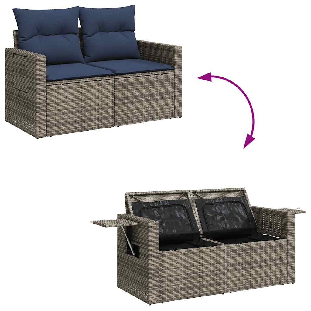 sofaesæt til haven 7 dele med hynder polyrattan grå