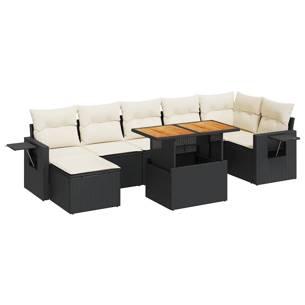 sofasæt til haven 8 dele med hynder polyrattan sort