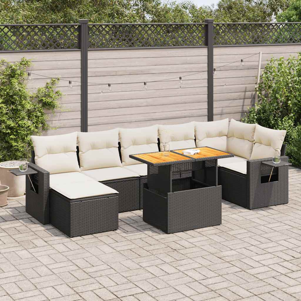 sofasæt til haven 8 dele med hynder polyrattan sort