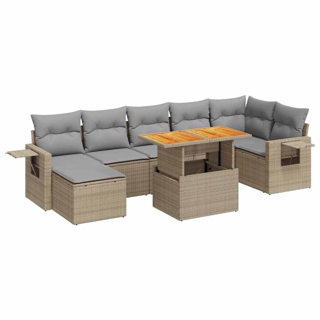 sofasæt til haven 8 dele med hynder polyrattan beige