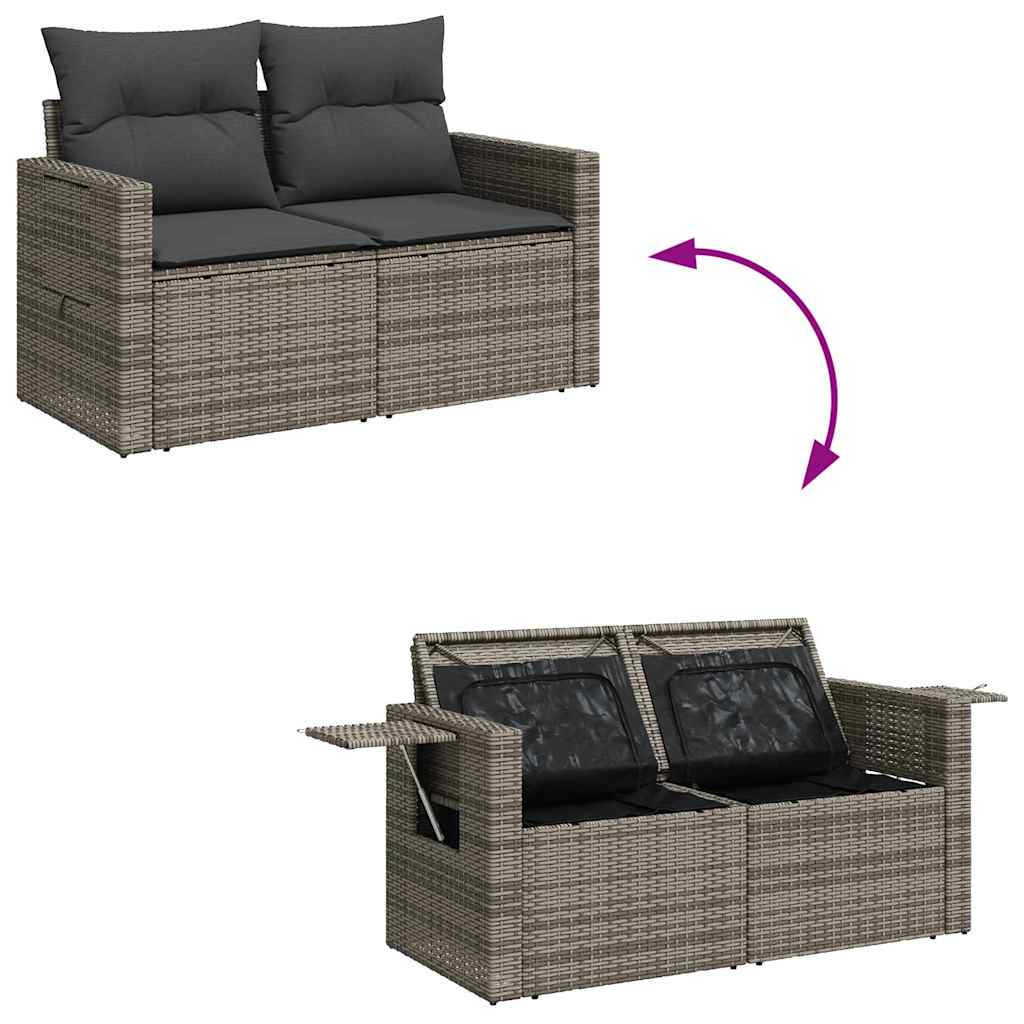 sofasæt til haven 10 dele med hynder polyrattan grå