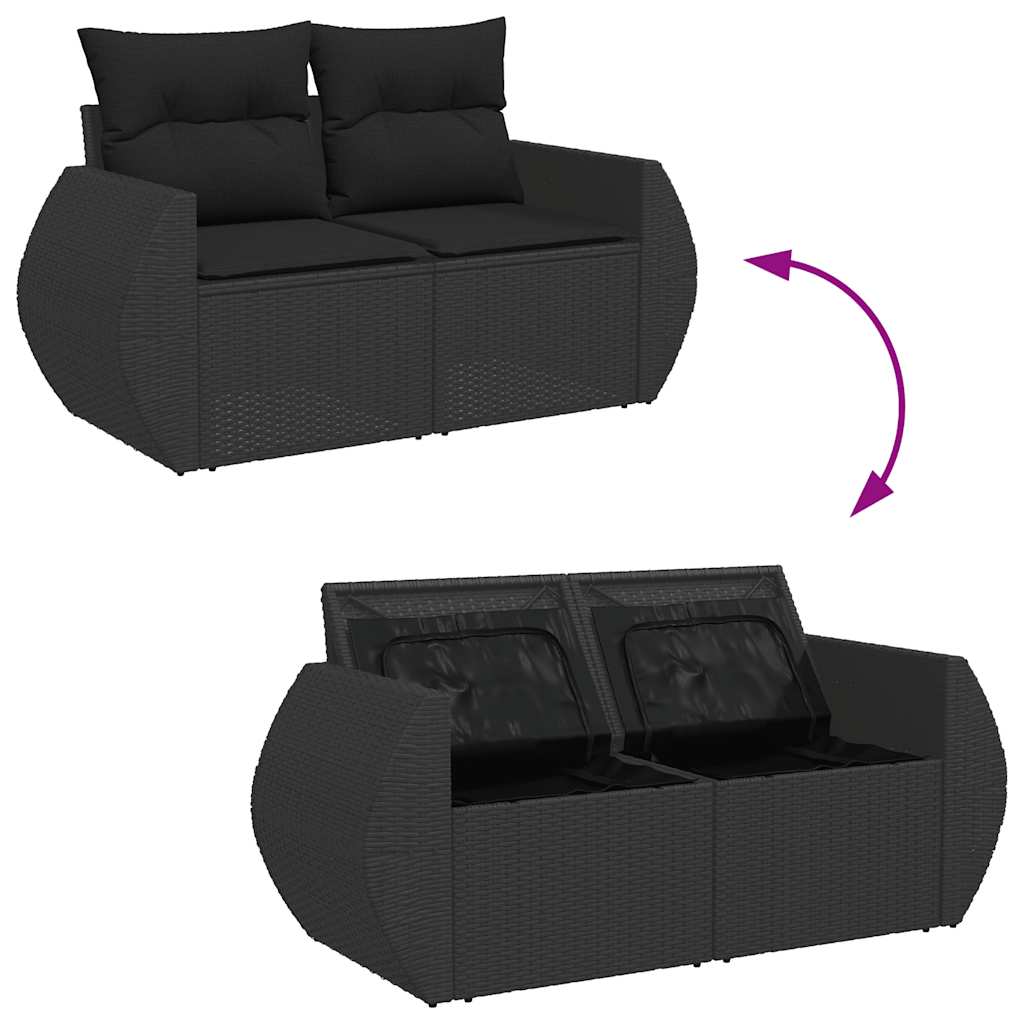 sofasæt til haven 7 dele med hynder polyrattan sort