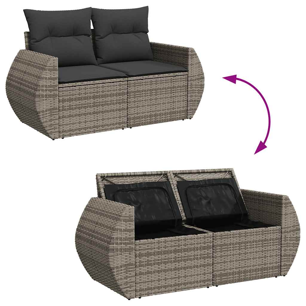 sofaesæt til haven 7 dele med hynder polyrattan grå