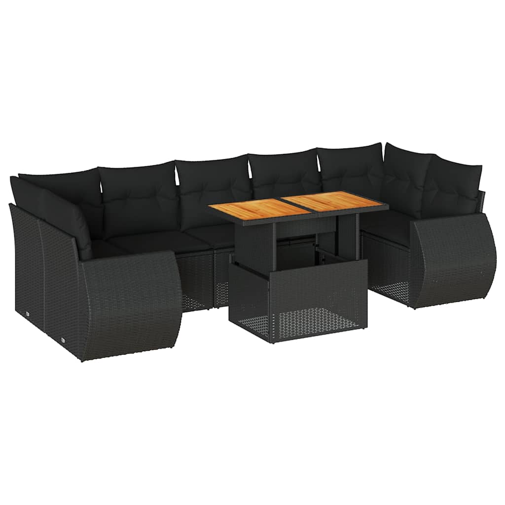 sofasæt til haven 8 dele med hynder polyrattan sort