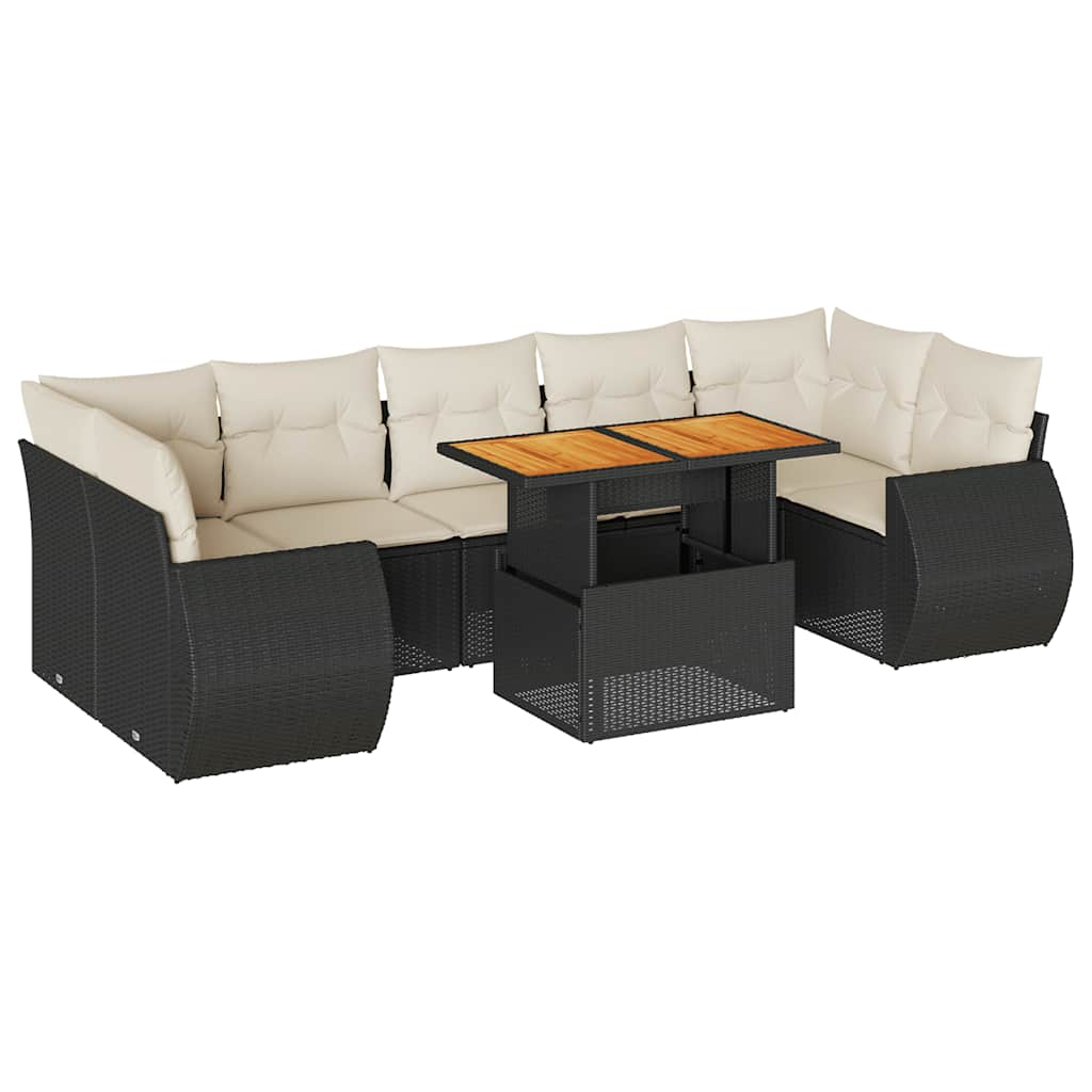 sofasæt til haven 8 dele med hynder polyrattan sort