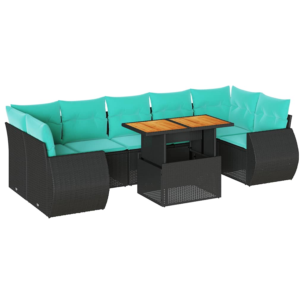 sofasæt til haven 8 dele med hynder polyrattan sort