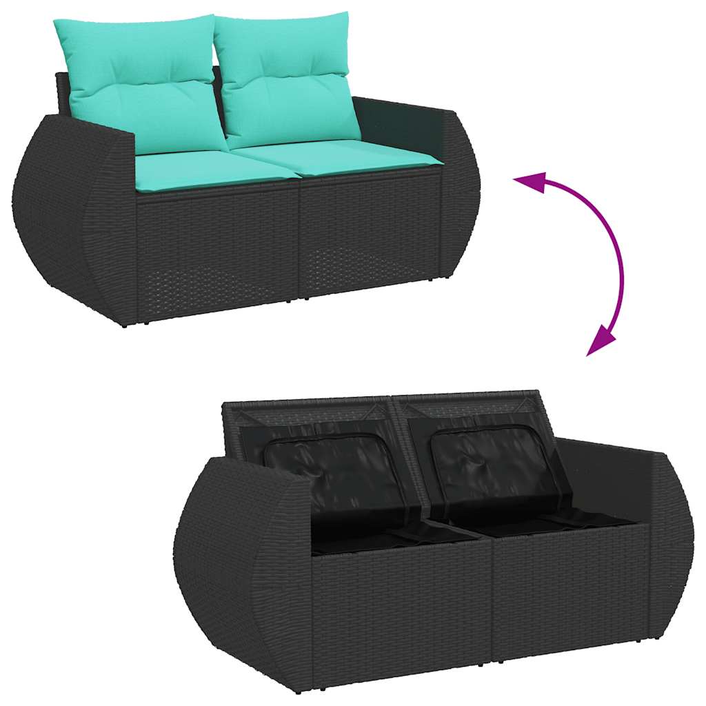 sofasæt til haven 8 dele med hynder polyrattan sort