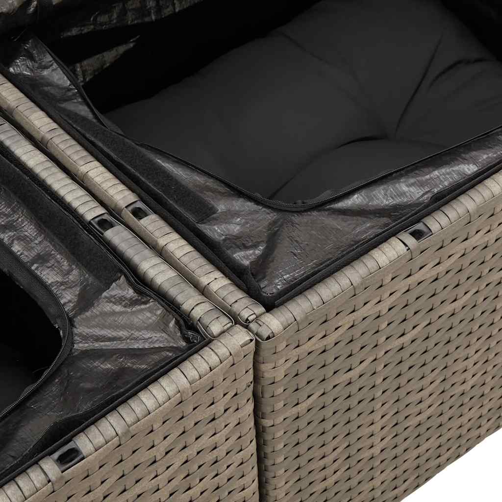 sofasæt til haven 9 dele med hynder polyrattan grå