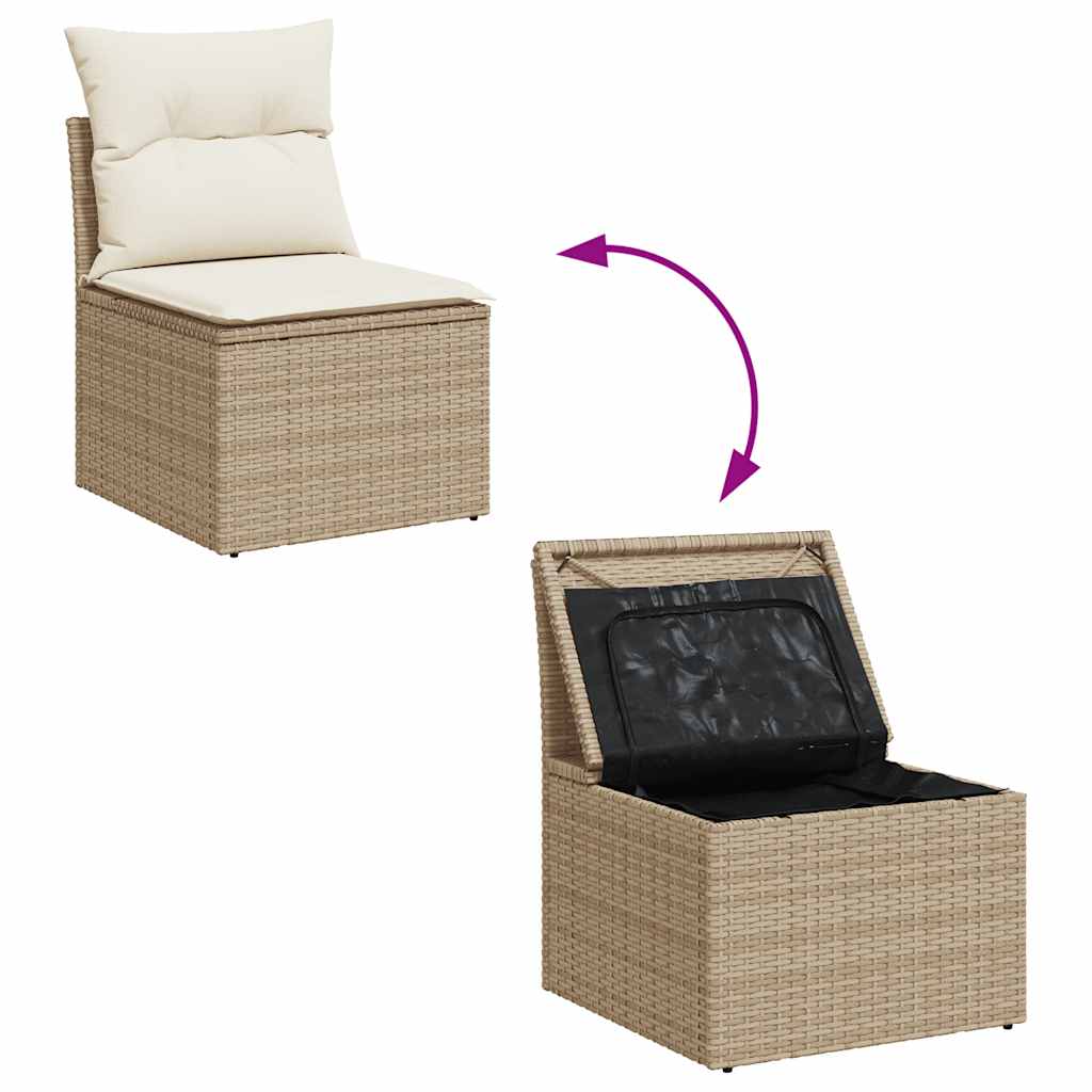 sofasæt til haven 9 dele med hynder polyrattan beige