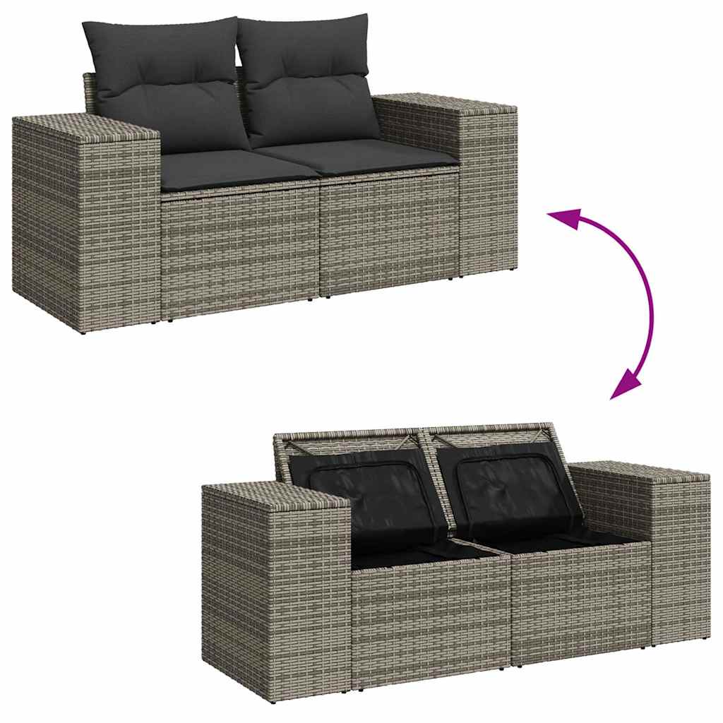 sofaesæt til haven 7 dele med hynder polyrattan grå
