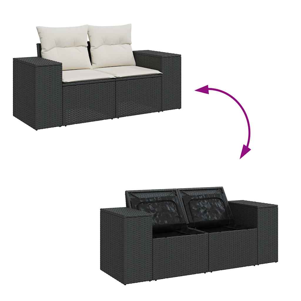 sofasæt til haven 7 dele med hynder polyrattan sort