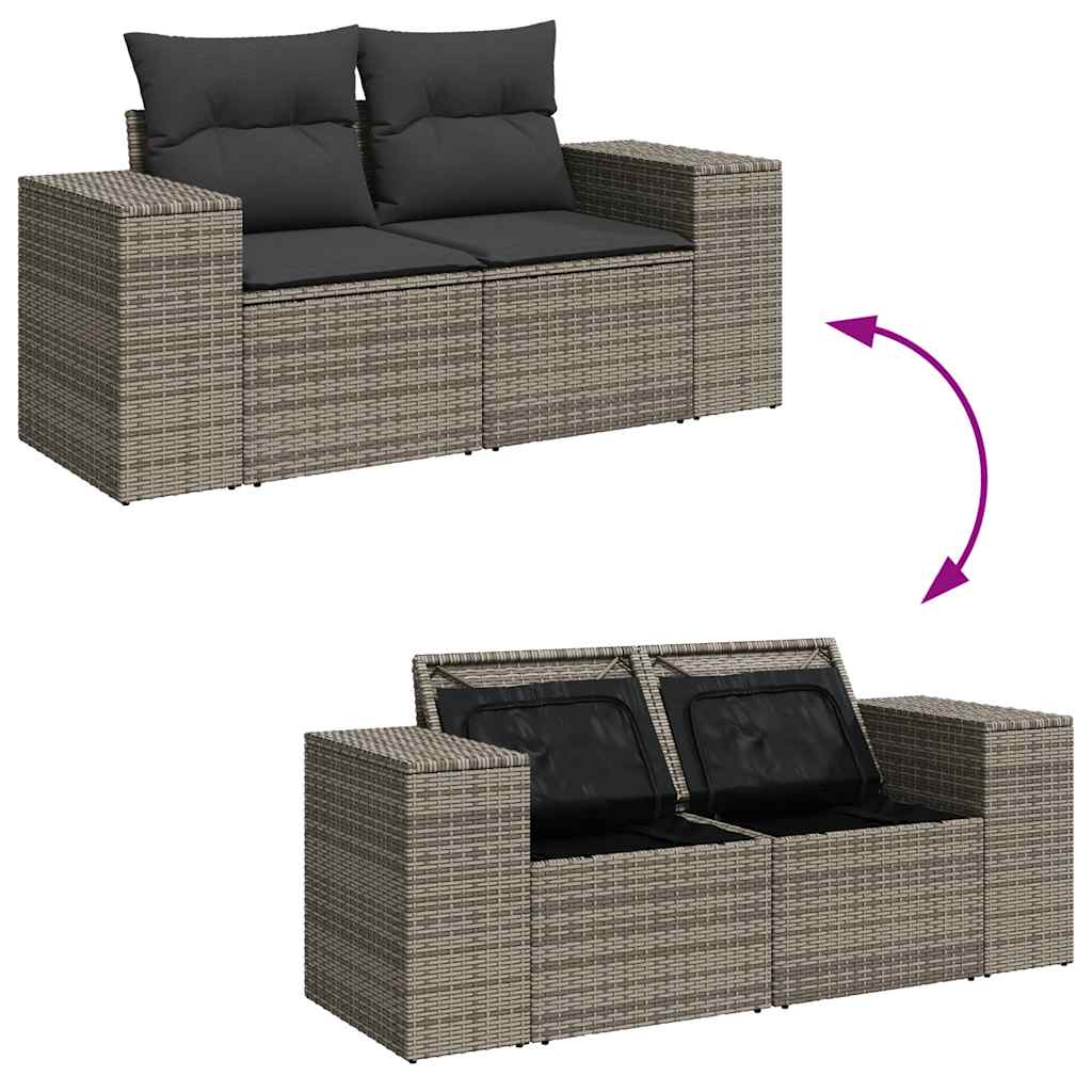 sofaesæt til haven 7 dele med hynder polyrattan grå