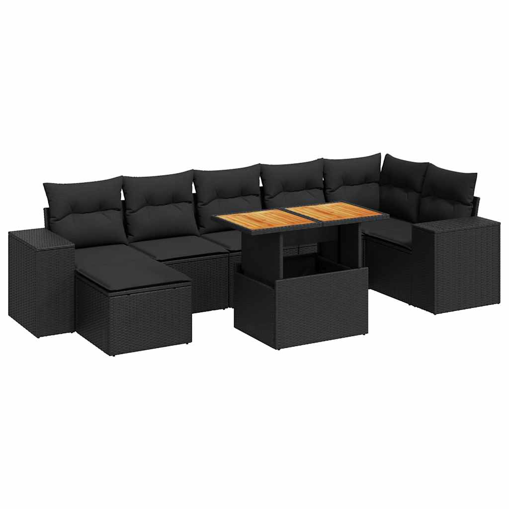 sofasæt til haven 8 dele med hynder polyrattan sort