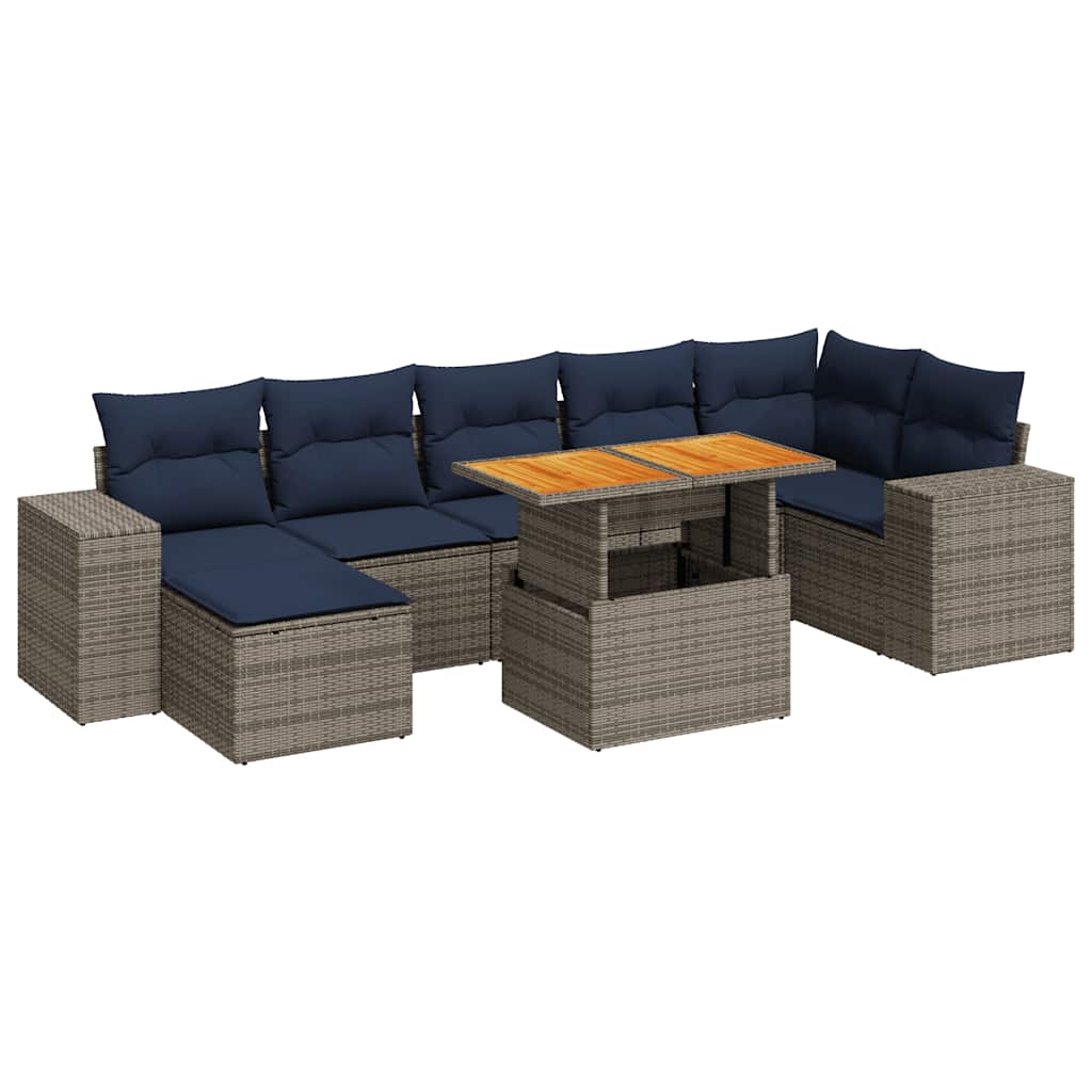 sofasæt til haven 8 dele med hynder polyrattan grå