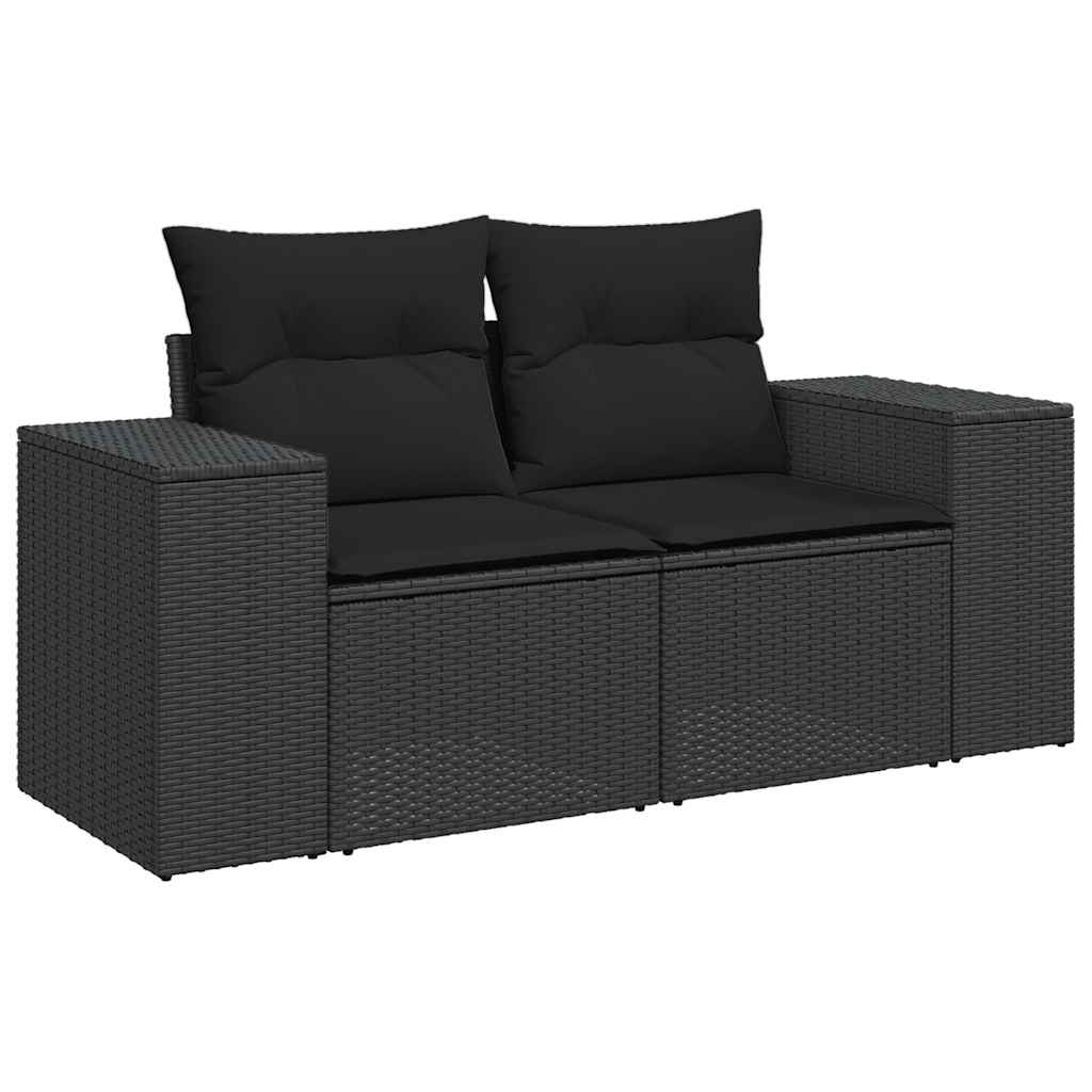 sofasæt til haven 9 dele med hynder polyrattan akacietræ sort