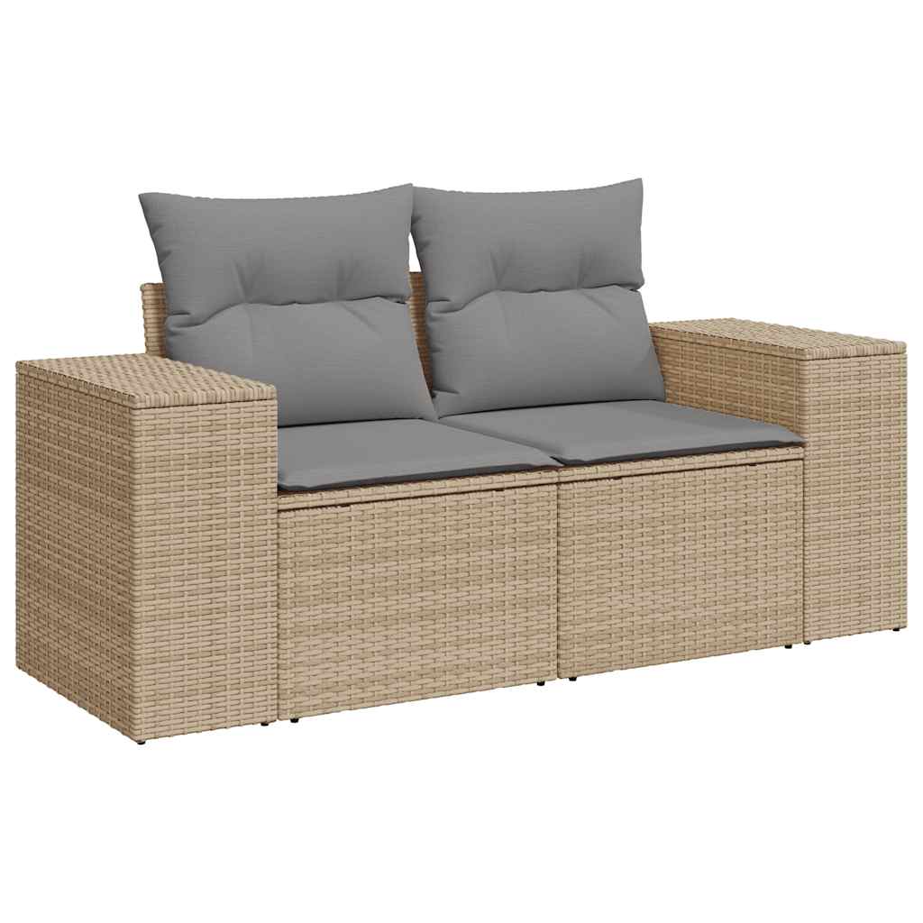 sofasæt til haven 9 dele med hynder polyrattan akacietræ beige