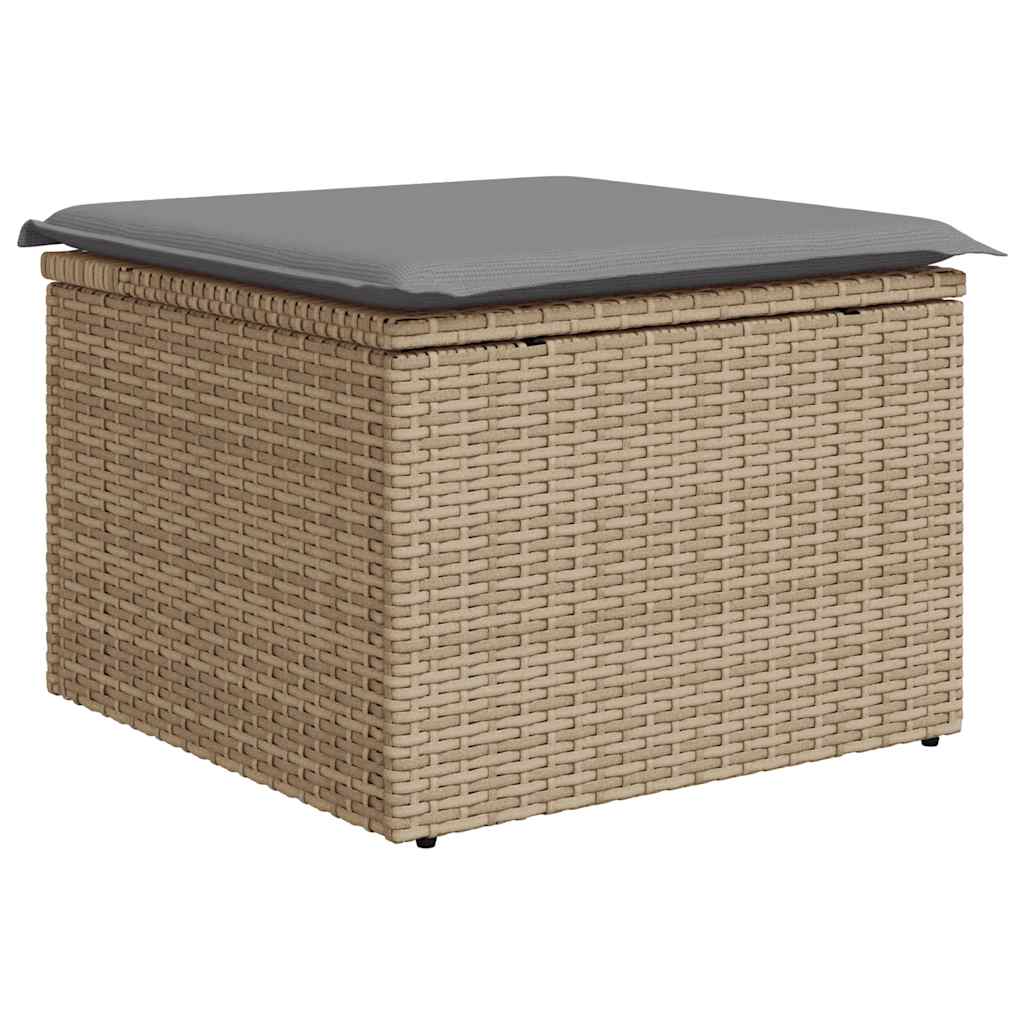 sofasæt til haven 9 dele med hynder polyrattan akacietræ beige