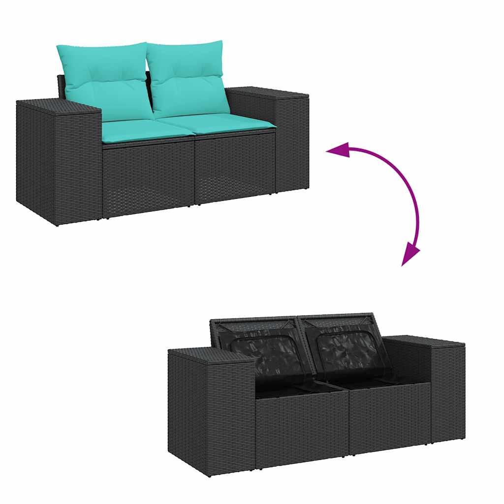 sofasæt til haven 11 dele med hynder polyrattan sort