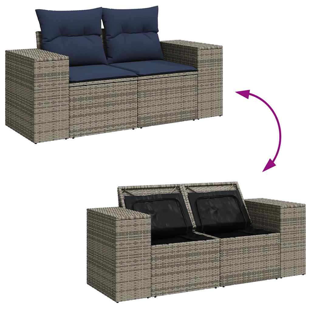 loungesæt til haven 11 dele med hynder polyrattan grå