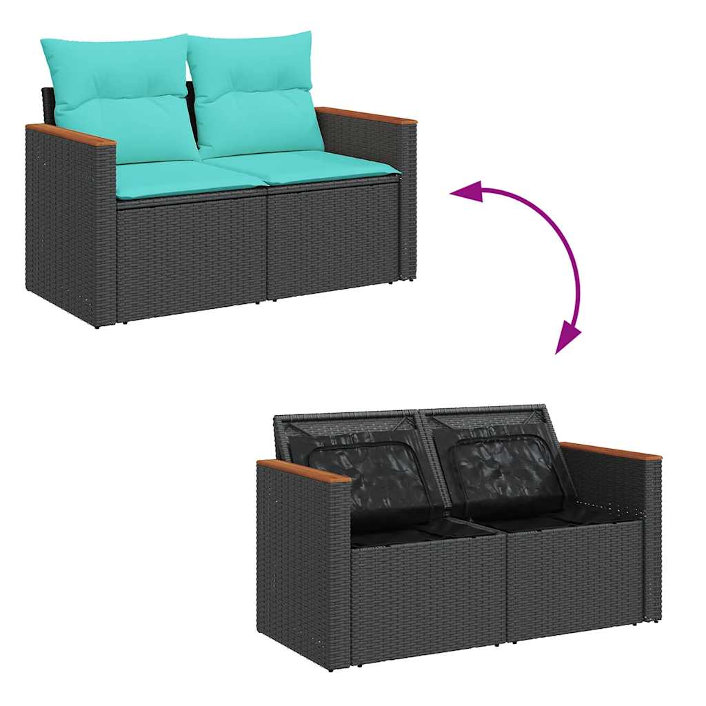 sofasæt til haven 5 dele med hynder polyrattan sort