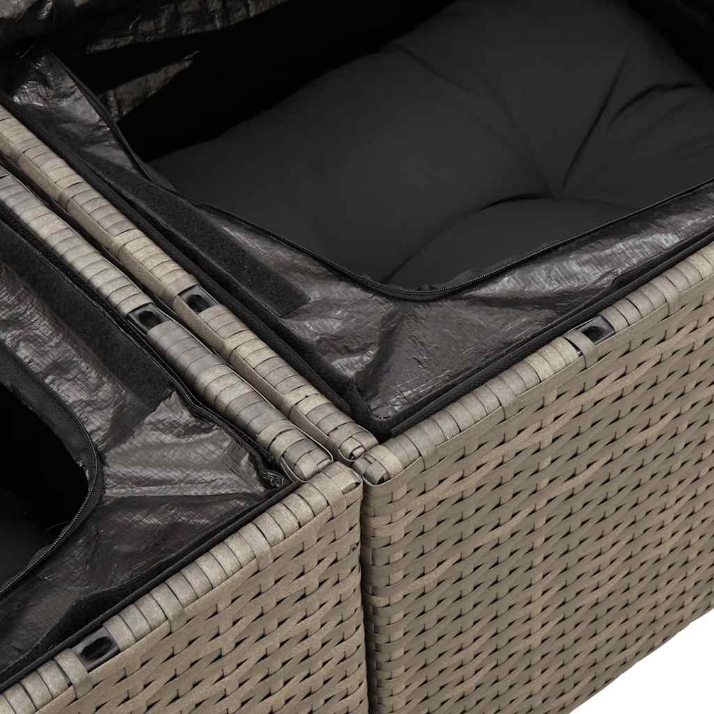 sofasæt 5 dele med hynder polyrattan akacietræ grå