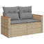 sofasæt til haven 7 dele med hynder polyrattan akacietræ beige