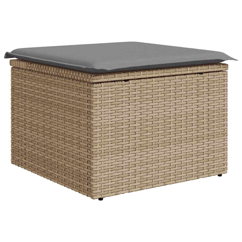 sofasæt til haven 7 dele med hynder polyrattan akacietræ beige