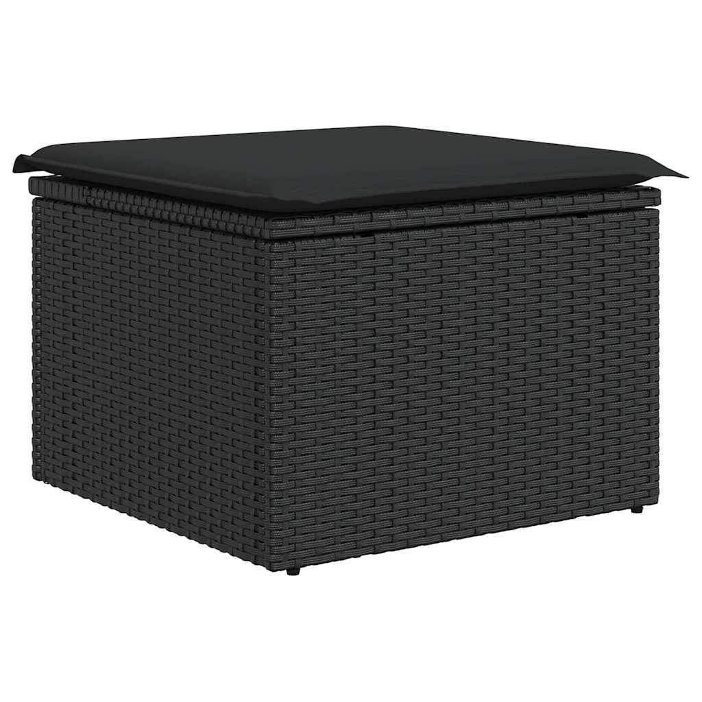 sofasæt til haven 9 dele med hynder polyrattan akacietræ sort