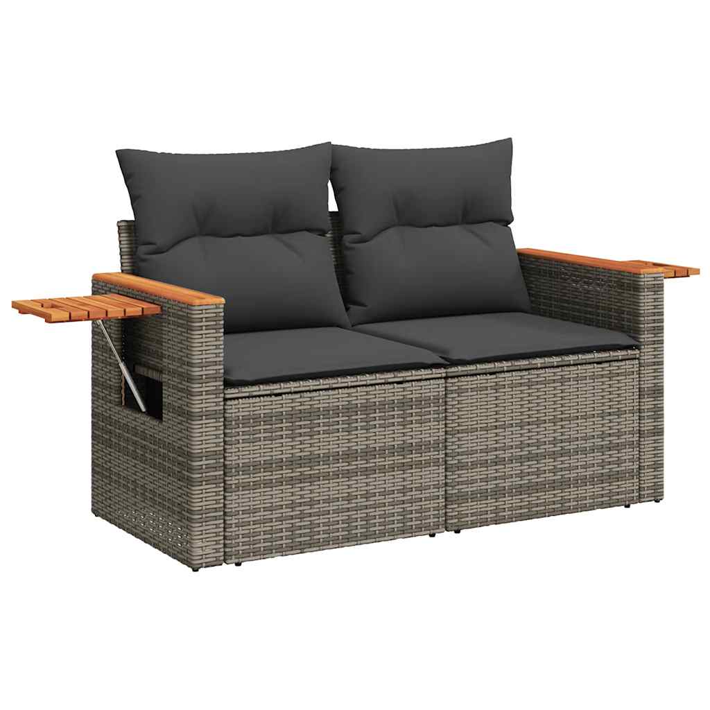 sofasæt til haven 9 dele med hynder polyrattan akacietræ grå