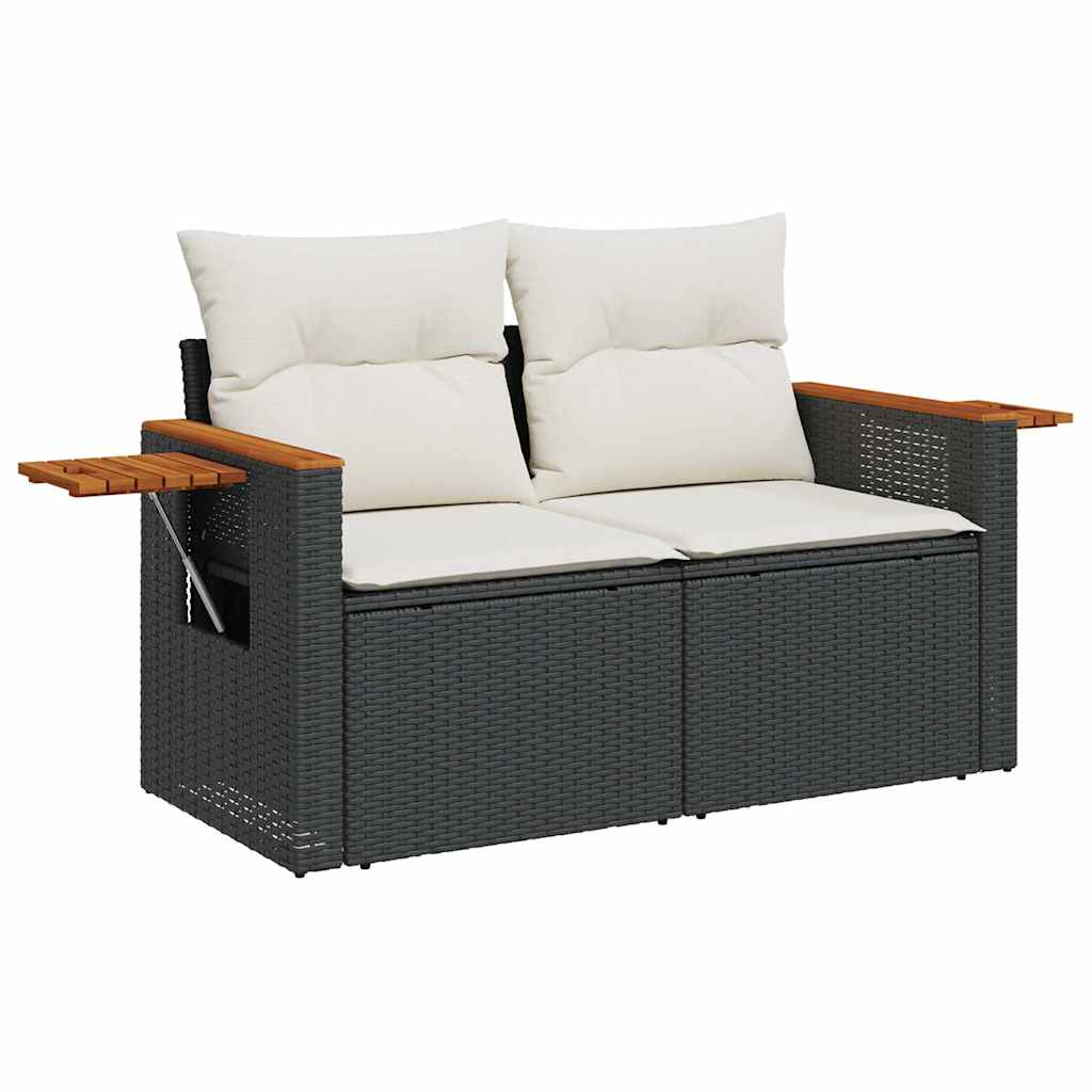 sofasæt til haven 10 dele med hynder polyrattan akacietræ sort