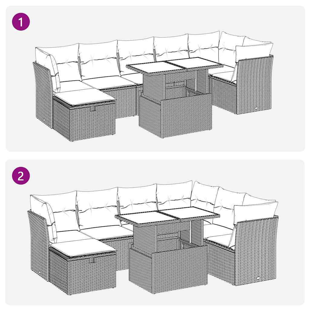 sofasæt til haven 8 dele med hynder polyrattan lysegrå