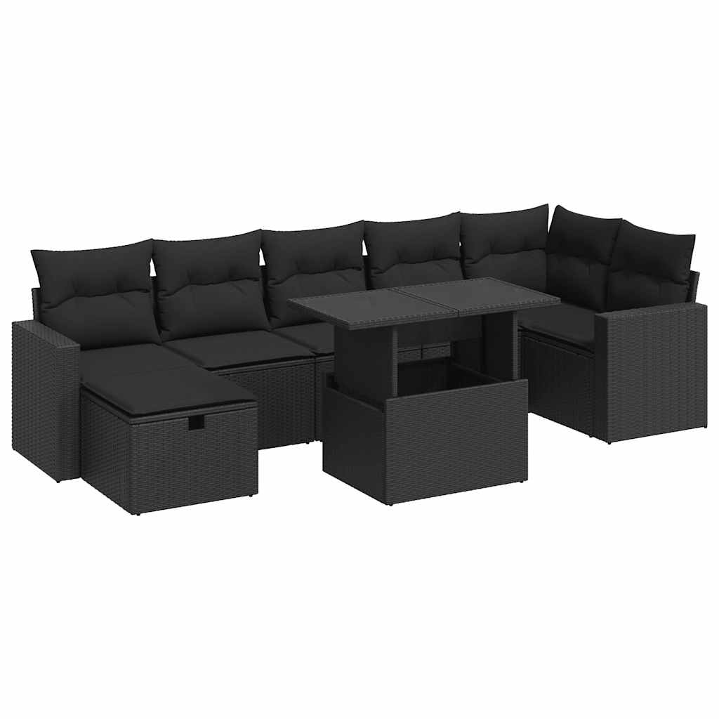 sofasæt til haven 8 dele med hynder polyrattan sort