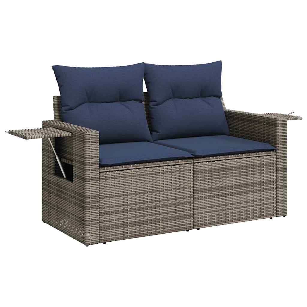 sofasæt til haven 7 dele med hynder polyrattan akacietræ grå