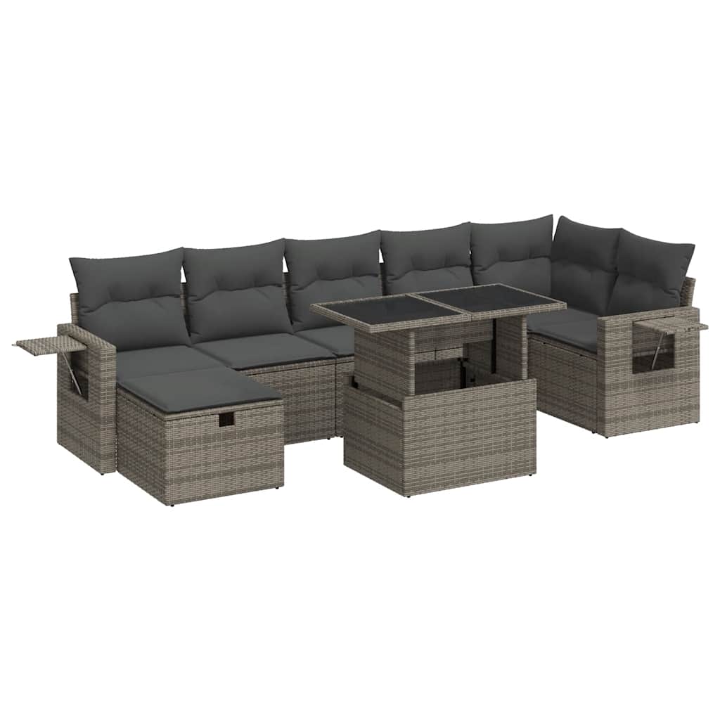 sofasæt til haven 8 dele med hynder polyrattan grå