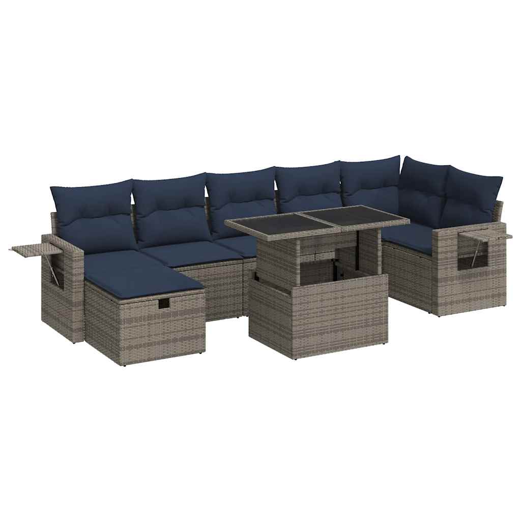sofasæt til haven 8 dele med hynder polyrattan grå