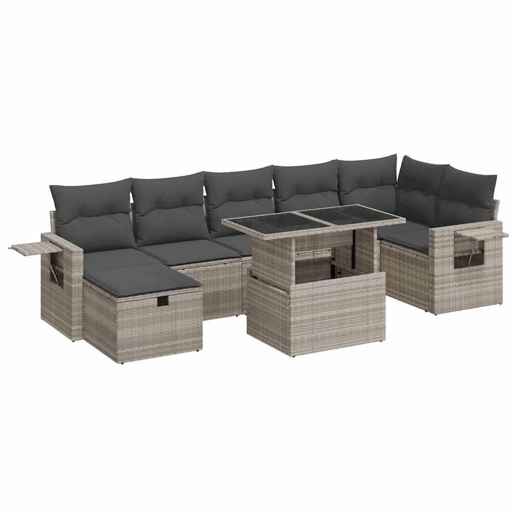 sofasæt til haven 8 dele med hynder polyrattan lysegrå