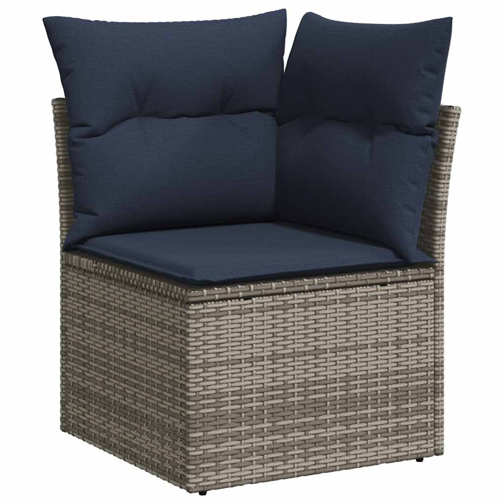 sofasæt til haven 7 dele med hynder polyrattan akacietræ sort
